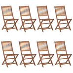 Folding Chairs 8 pcs with Cushions Solid Acacia Wood
