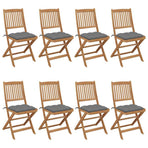 Folding Chairs 8 pcs with Cushions Solid Acacia Wood