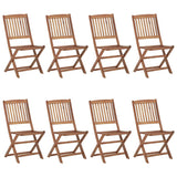 Folding Garden Chairs 8 pcs with Cushions Solid Acacia Wood