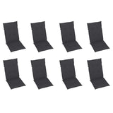 Folding Garden Chairs with Cushions 8 pcs Solid Wood Acacia - Rear View