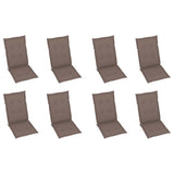 Folding Garden Chairs with Cushions 8 pcs Solid Wood Acacia - Rear View
