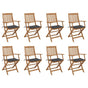 Folding Chairs with Cushions 8 pcs Solid Acacia Wood