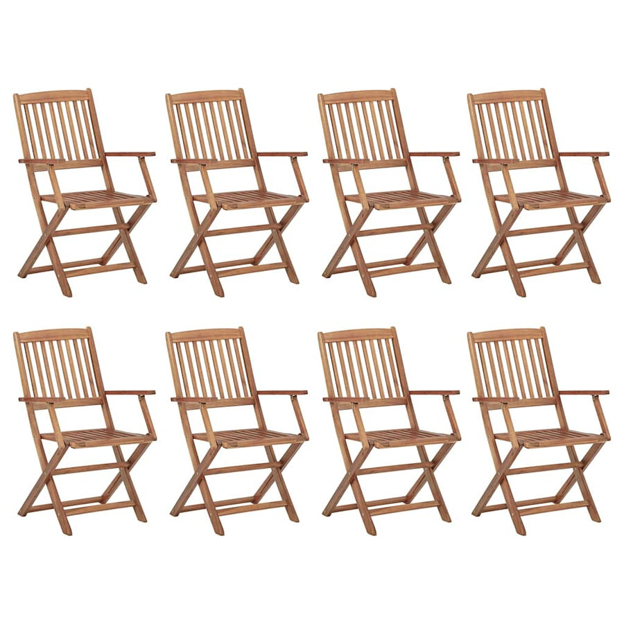 Folding Chairs with Cushions 8 pcs Solid Acacia Wood