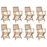 Folding Outdoor Chairs with Cushions 8 pcs Solid Wood Acacia