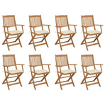 Folding Chairs with Cushions 8 pcs Solid Acacia Wood