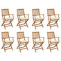 Folding Chairs with Cushions 8 pcs Solid Acacia Wood