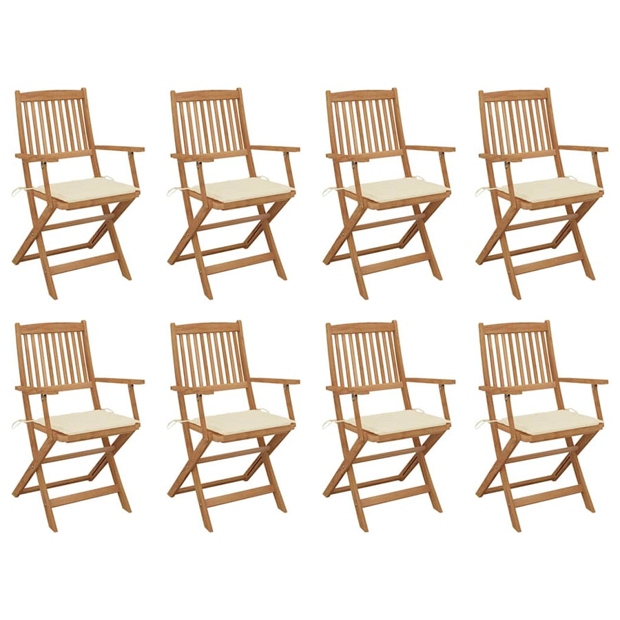 Folding Chairs with Cushions 8 pcs Solid Acacia Wood