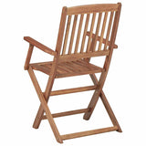 Folding Outdoor Chairs with Cushions 8 pcs Solid Wood Acacia - Rear View