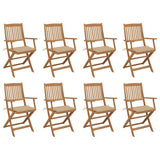 Folding Outdoor Chairs with Cushions 8 pcs Solid Wood Acacia