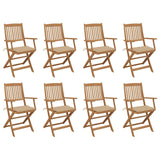 Folding Outdoor Chairs with Cushions 8 pcs Solid Wood Acacia