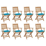 Folding Chairs with Cushions 8 pcs Solid Acacia Wood