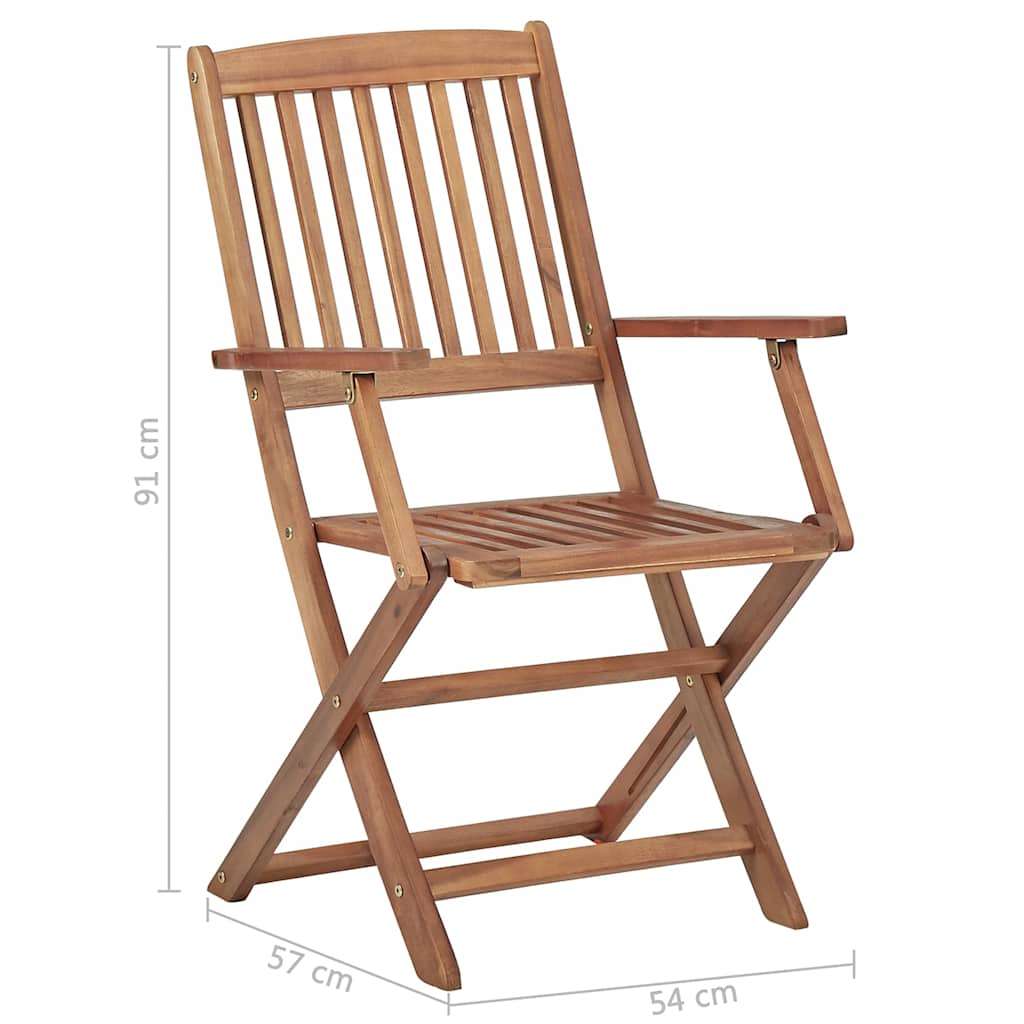 Folding Chairs with Cushions 8 pcs Solid Acacia Wood
