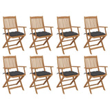 Folding Outdoor Chairs with Cushions 8 pcs Solid Wood Acacia
