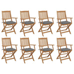Folding Chairs with Cushions 8 pcs Solid Acacia Wood