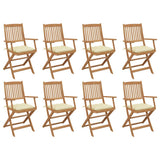 Folding Chairs with Cushions 8 pcs Solid Acacia Wood