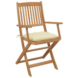Folding Chairs with Cushions 8 pcs Solid Acacia Wood