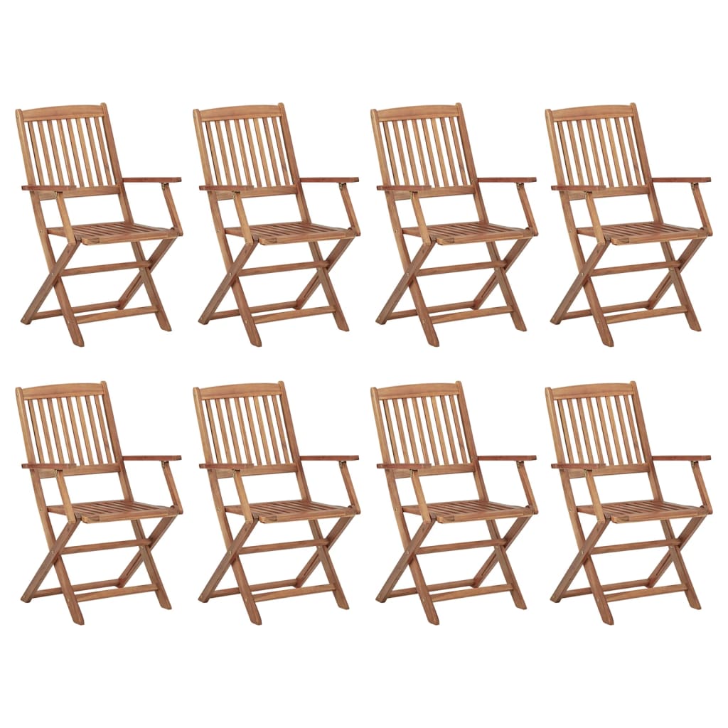 Folding Chairs with Cushions 8 pcs Solid Acacia Wood