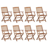 Folding Chairs with Cushions 8 pcs Solid Acacia Wood - Side View