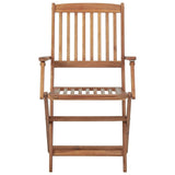 Folding Chairs with Cushions 8 pcs Solid Acacia Wood - 45-Degree Angle