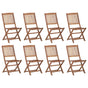 Folding Chairs 8 pcs Solid Acacia Wood