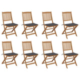 Folding Outdoor Chairs with Cushions 8 pcs Solid Wood Acacia