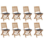 Folding Chairs with Cushions 8 pcs Solid Acacia Wood