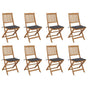 Folding Chairs with Cushions 8 pcs Solid Acacia Wood