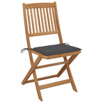 Folding Chairs with Cushions 8 pcs Solid Acacia Wood