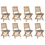 Folding Chairs with Cushions 8 pcs Solid Acacia Wood