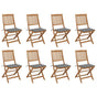 Folding Chairs with Cushions 8 pcs Solid Acacia Wood