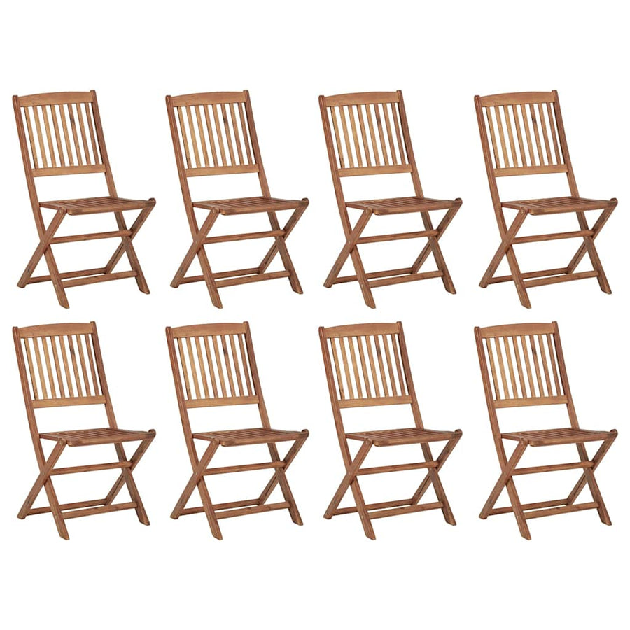 Folding Chairs with Cushions 8 pcs Solid Acacia Wood