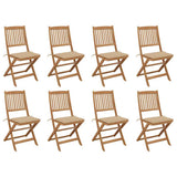 Folding Outdoor Chairs with Cushions 8 pcs Solid Wood Acacia
