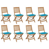 Folding Chairs with Cushions 8 pcs Solid Acacia Wood
