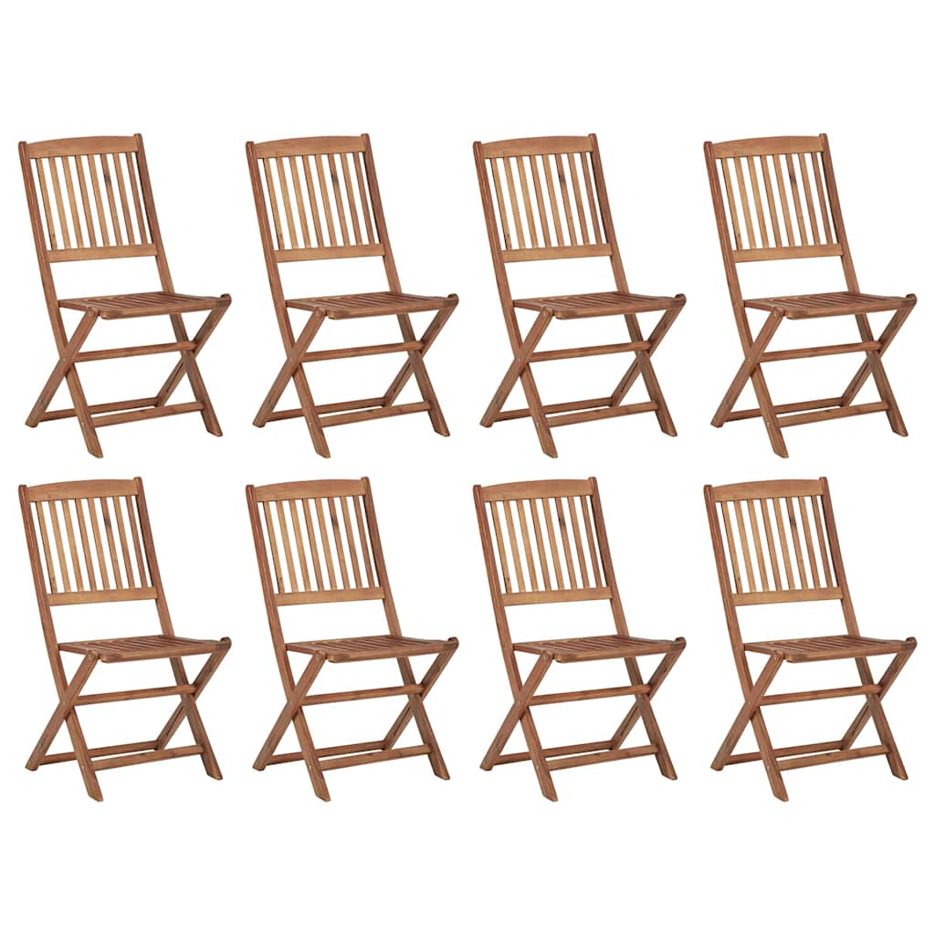 Folding Chairs with Cushions 8 pcs Solid Acacia Wood