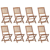 Folding Chairs with Cushions 8 pcs Solid Acacia Wood