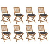 Folding Outdoor Chairs with Cushions 8 pcs Solid Wood Acacia