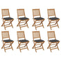 Folding Chairs with Cushions 8 pcs Solid Acacia Wood