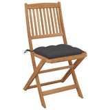 Folding Outdoor Chairs with Cushions 8 pcs Solid Wood Acacia