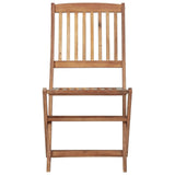 Folding Outdoor Chairs with Cushions 8 pcs Solid Wood Acacia - Rear View