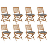 Folding Outdoor Chairs with Cushions 8 pcs Solid Wood Acacia