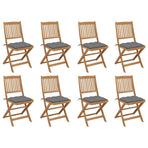 Folding Chairs with Cushions 8 pcs Solid Acacia Wood