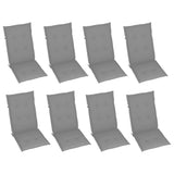 Garden Reclining Chairs with Cushions 8 pcs Grey Solid Wood Acacia - Side View
