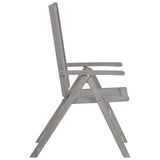 Garden Reclining Chairs with Cushions 8 pcs Grey Solid Wood Acacia - 45-Degree Angle