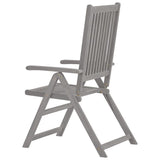 Garden Reclining Chairs with Cushions 8 pcs Grey Solid Wood Acacia - Rear View