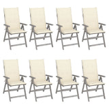 Garden Reclining Chairs with Cushions 8 pcs Grey Solid Wood Acacia