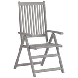 Garden Reclining Chairs with Cushions 8 pcs Grey Solid Wood Acacia - Top-Down View