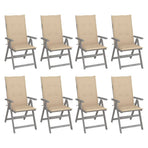 Garden Reclining Chairs with Cushions 8 pcs Grey Wood Acacia