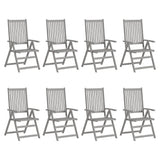 Garden Reclining Chairs with Cushions 8 pcs Grey Wood Acacia