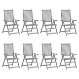 Garden Reclining Chairs with Cushions 8 pcs Grey Solid Wood Acacia