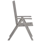 Garden Reclining Chairs with Cushions 8 pcs Grey Solid Wood Acacia - 45-Degree Angle